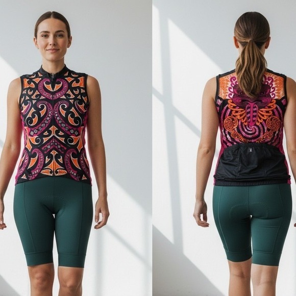 YMX by Yellowman Tops - YMX by Yellowman Cycling Jersey Womens Large Biking Tribal Tattoo Wicking Bold